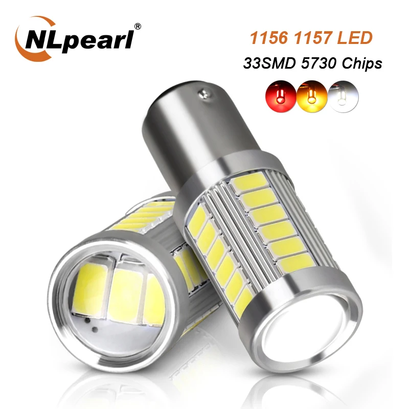 Фара светодиодная NLpearl 2x1156 Ba15s Bau15s с цоколем 5730 33SMD Py21W P21w для стоп-сигнала заднего