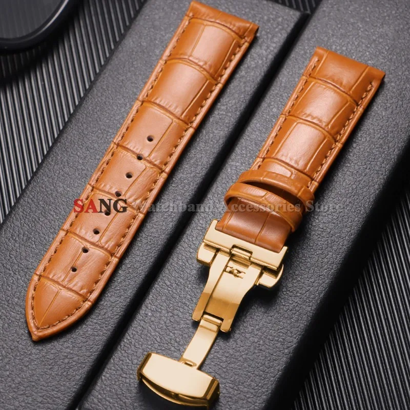 Butterfly Clasp Universal Leather Watchband Replacement Strap