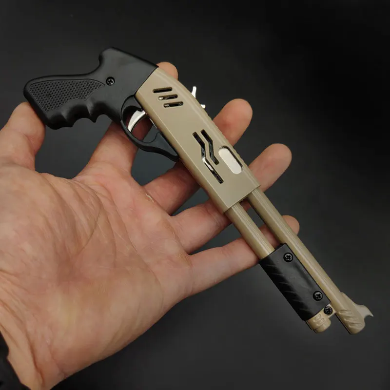New Mini Small Sprayer 8 Bursts Of Alloy Rubber Band Gun Toy Miniature Shooting Model Ornaments Toy Soft Bullet Fake Gun Toy 4