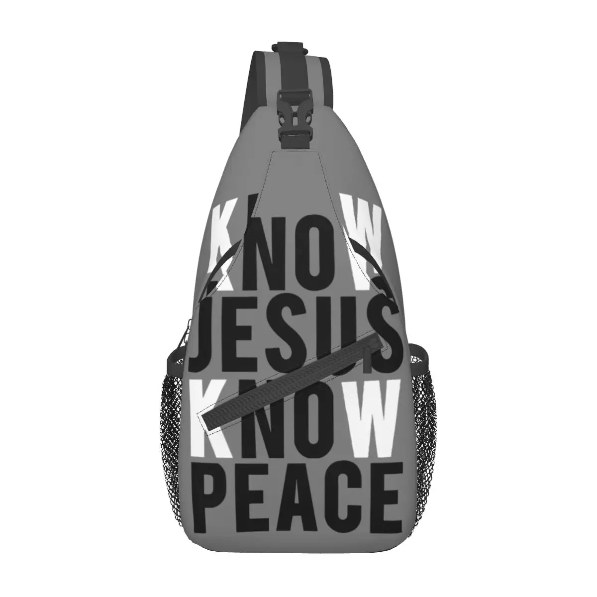 

Know Jesus Know Peace Small Sling Bag Chest Crossbody Shoulder Backpack Outdoor Hiking Daypacks Christian Cool School Bags