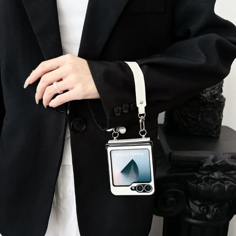 Alligator Pattern PU Leather Phone Case with Wrist Strap - Shockproof Protection Cover