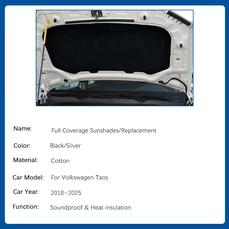Isolation Capot Moteur Pour Volkswagen Tiguan (2018-2025) - Réduction Bruit Et Chaleur | Feutre PET Noir | Installation Facile - 4