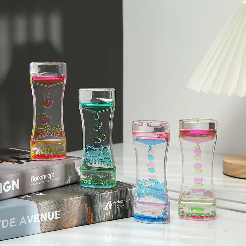 

Two-color Hourglass Color Liquid Timer Anxiety Relief Liquid Motion Timer Bubble Timer Oil Hourglass Home Decoration Gadgets