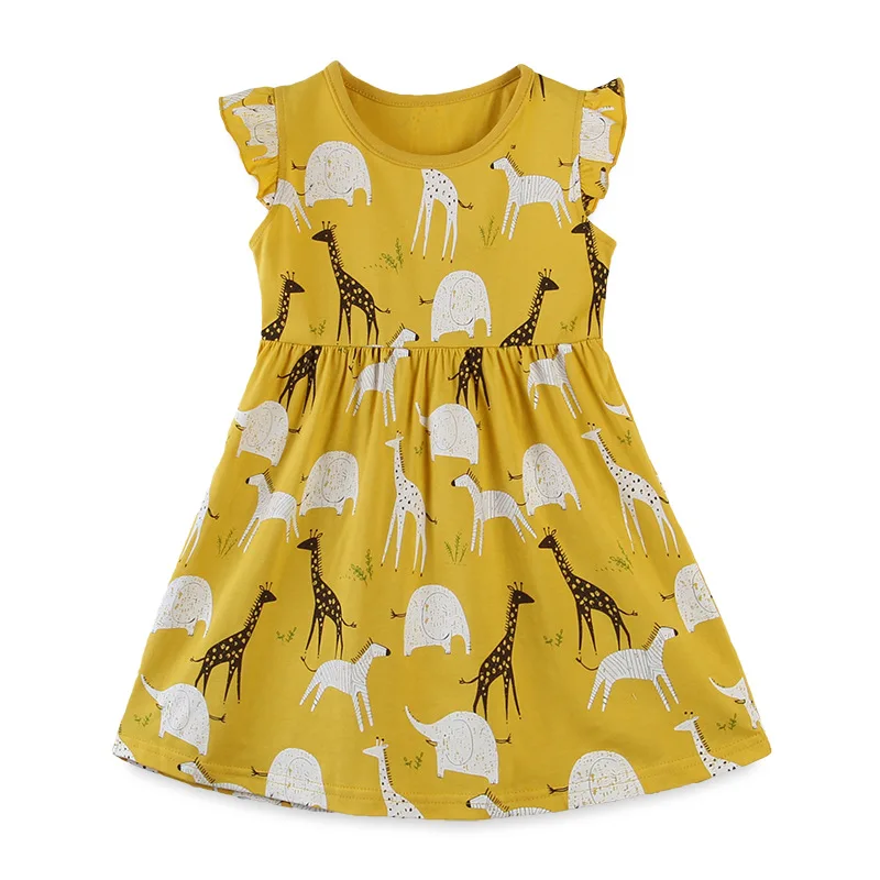 

ALISHINREY Children's Clothing 2023 Summer New Princess Dresses Cotton Sleeveless Cartoon print Dresses Kids for Girls Skirt