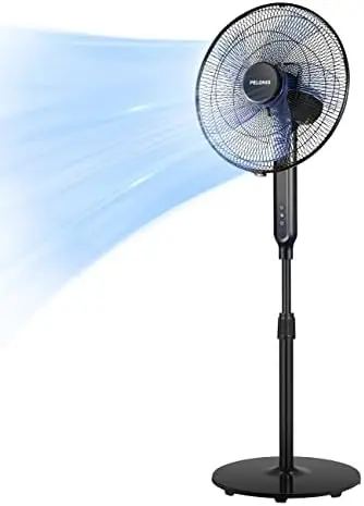 

16" Oscillating Pedestal Stand Up Fan | Adjustable Height | Ultra Quiet DC Motor | Remote Control | 12 Speed | 12-Hour Timer Fan