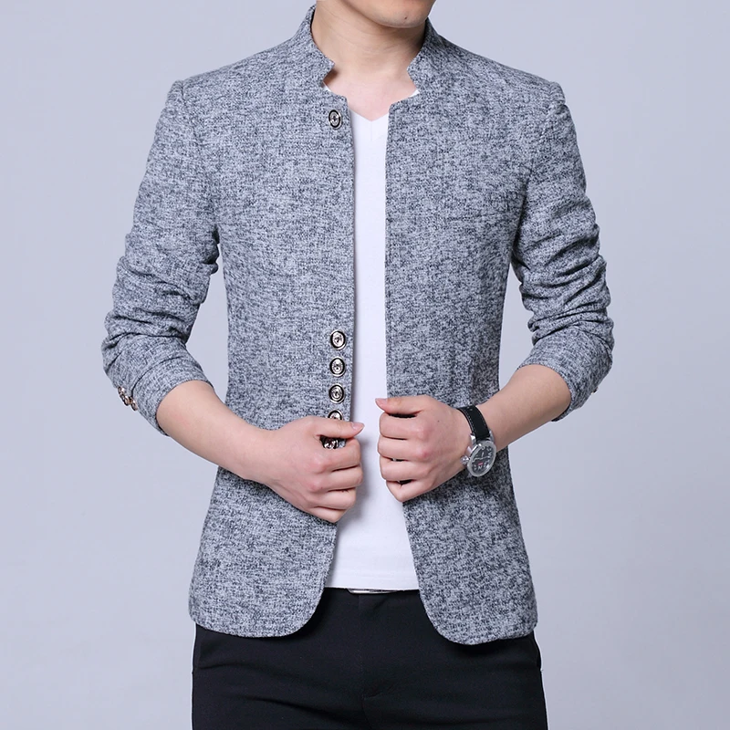 2023 Autumn winter men's casual suit Korean version slim-fit plaid suit jacket plus fleece thickened coat large size single west 4