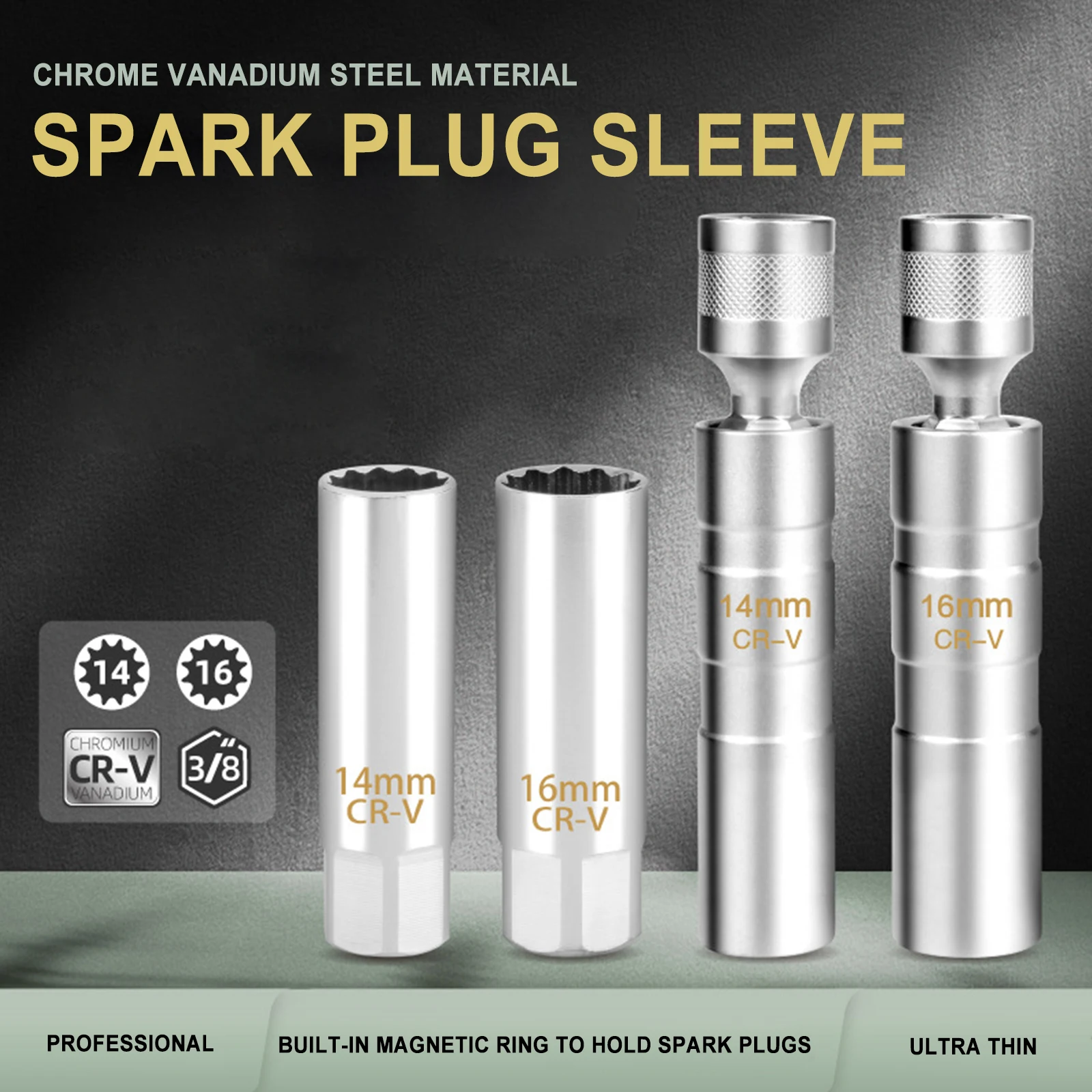 14MM-16MM-Spark-Plug-Sleeve-Socket-Wrench-3-8-Drive-Thin-Wall-Car ...