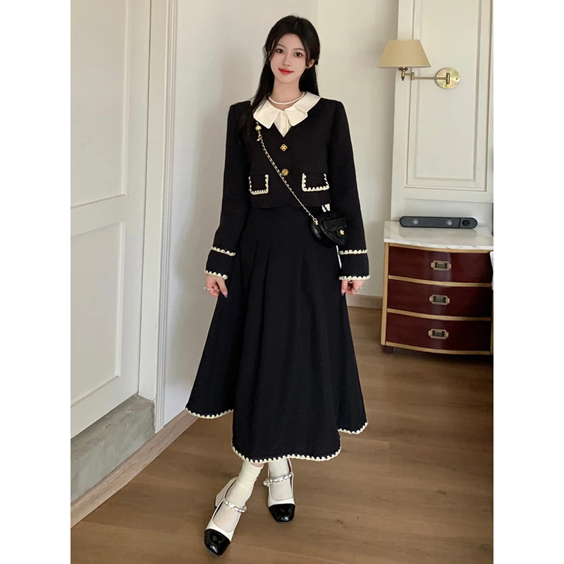 Wfdbb Plus size women clothing Chaebol Gold High Grade Sense Autumn Fake Two Pieces Patchwork Graceful