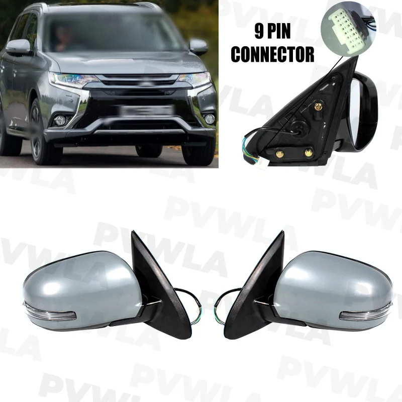 

For Mitsubishi Outlander MK3 GF 2013 2004 2015 2016 2017 2018 2019 2020 Pair Left+ Right 9 Pins Paintable Rear Mirror Assembly