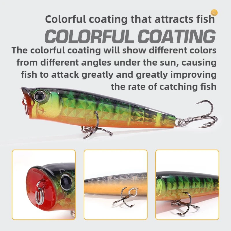 Topwater Popper Fishing Lures 3D Hit The Water Wave FLoating Hard Bait Big Mouth Big Splash for Perch Bass Predatory carp - 5