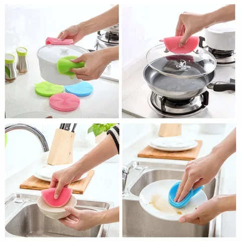 

Magic Silicone Multifunction Dish Bowl Cleaning Brush Scouring Pad Pot Pan Wash Brushes Kitchen Cleaner Washing Tool