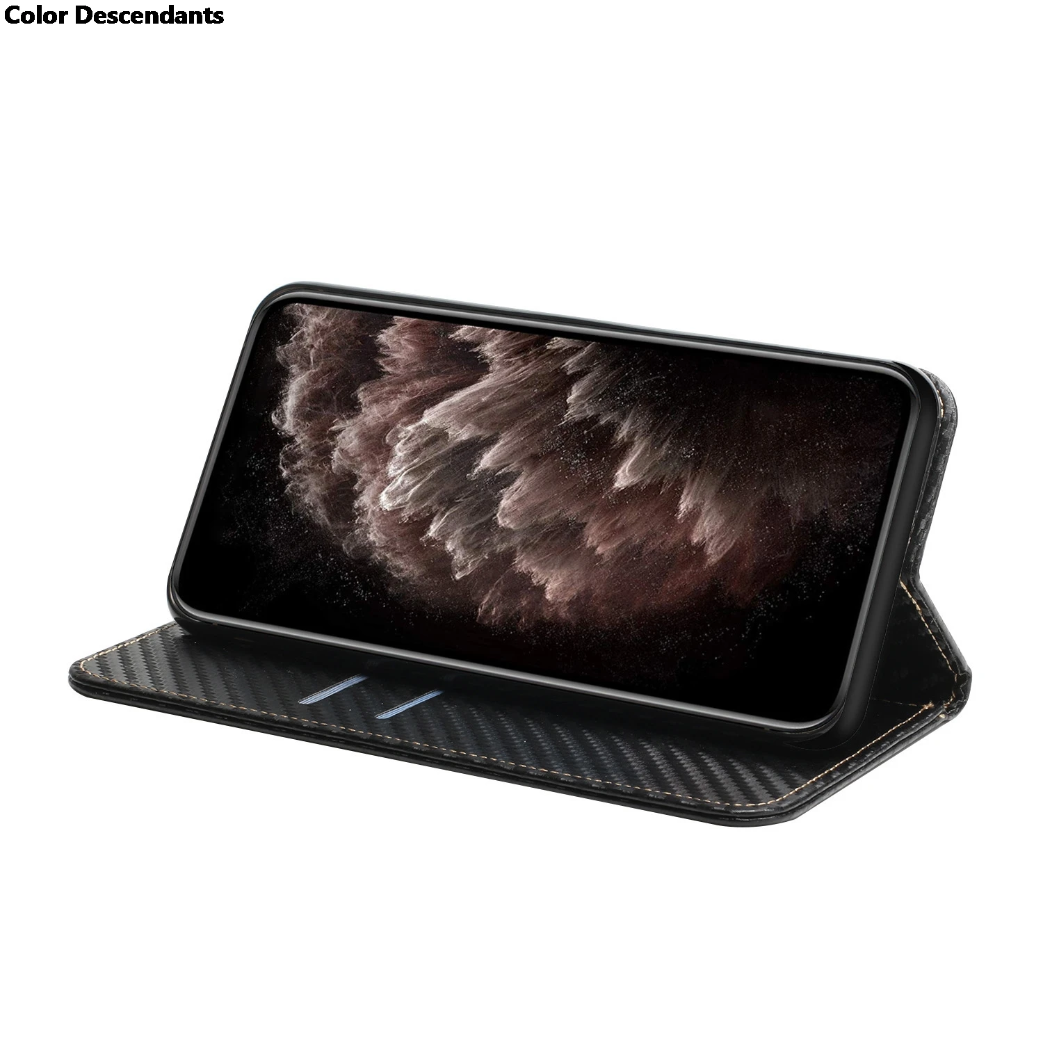 Premium Carbon Fiber Phone Case with Card Slot and Leather Flip Cover