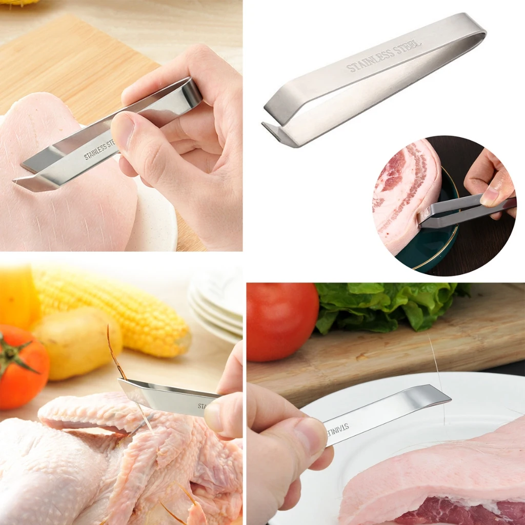 1 Pcs Creative Seafood Bone Peeling Tool Pig Hair Fishbone Tweezers Stainless Steel Goose Anti-slip Fish Bone Remover Clip