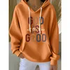 Plus Size 1XL-5XL Autumn New Women's Long-sleeved Hoodie Pockets Loose Art Letter Printing