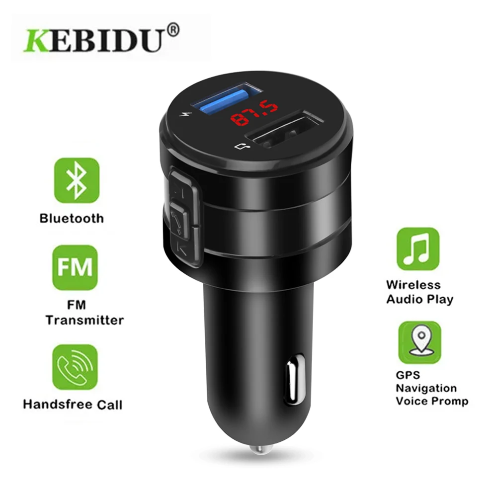 Caricabatterie Per Auto Trasmettitore Fm Bluetooth 4.2 Lettore Mp3 Per Auto 3.1A Doppia Porta Usb Modulatore Vivavoce Adattatore Per Accendisigari Ru
