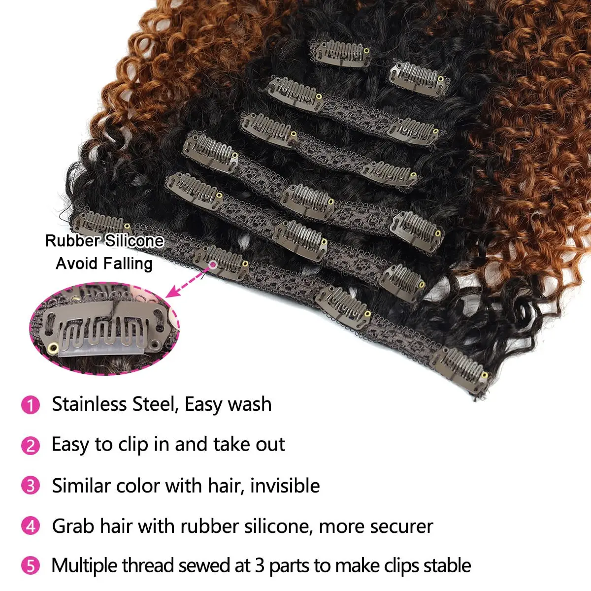 Hair Extensions Synthetic Kinky Curly 7pcs 26inch for Women