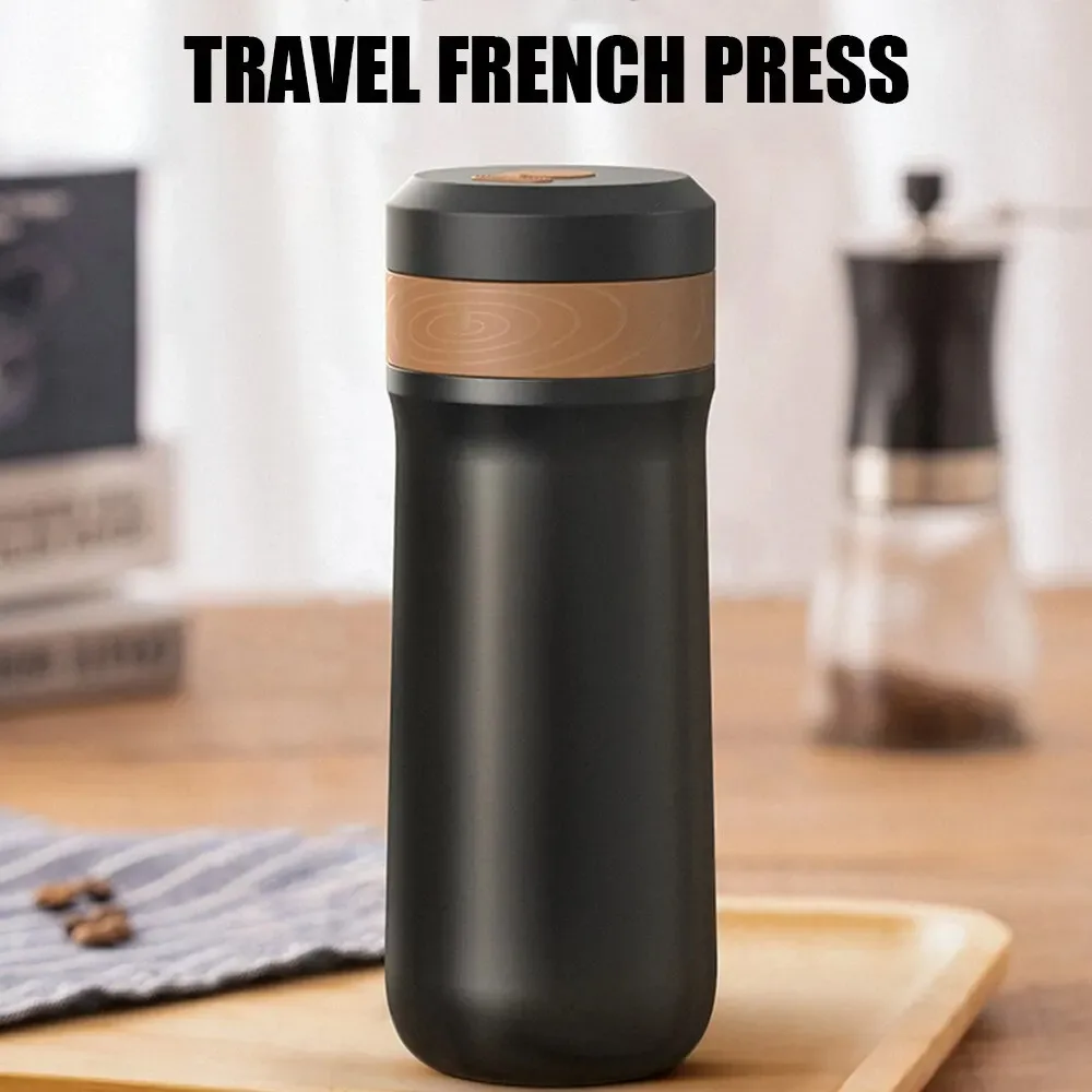 Insulated Stainless Steel Travel Coffee Mug with Double Filter, 320ml Capacity