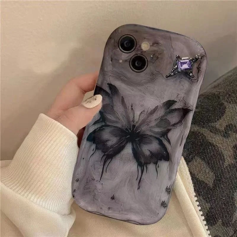 Retro Butterfly Wavy Edge Phone Case Cover