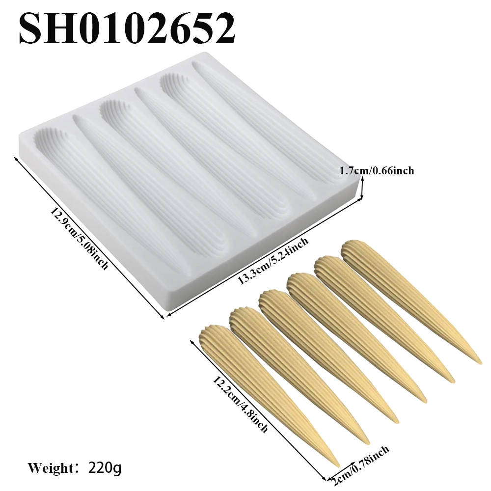 6 – Cavity Eclair Puff Silicone Mold Long Strip Puff Mold Dessert Baking Mold P