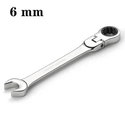 Adjustable Ratchet Wrench with Swivel Head for Auto Repair and Maintenance (6mm)