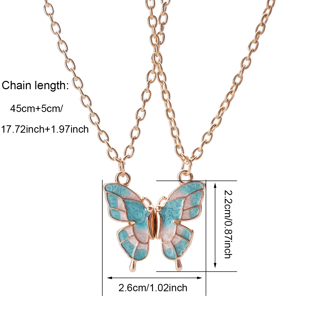 2 Pcs/Set Butterfly Best Friend Pendant Necklace For Women Friends Adjustable Couple Broken Heart BFF Friendship Jewelry Gift 6