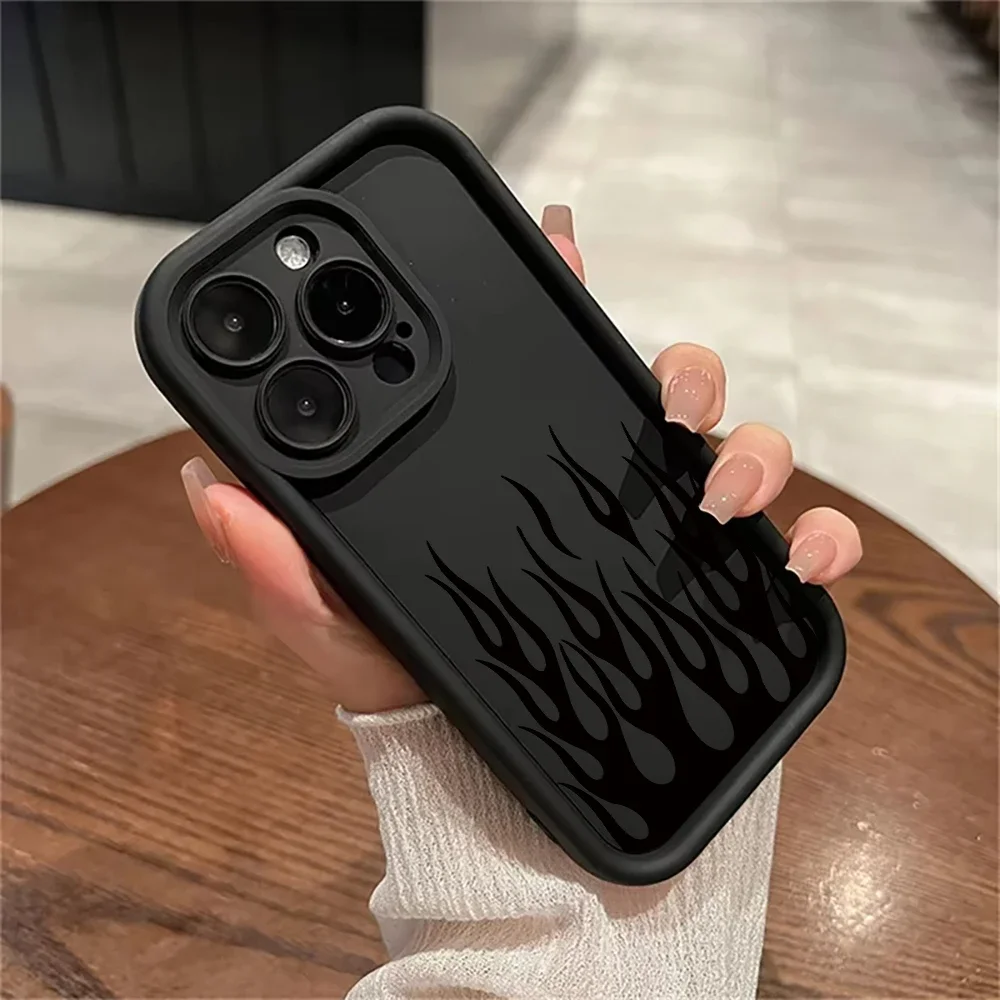 Sleek Black Flame Silicone Shockproof Phone Case