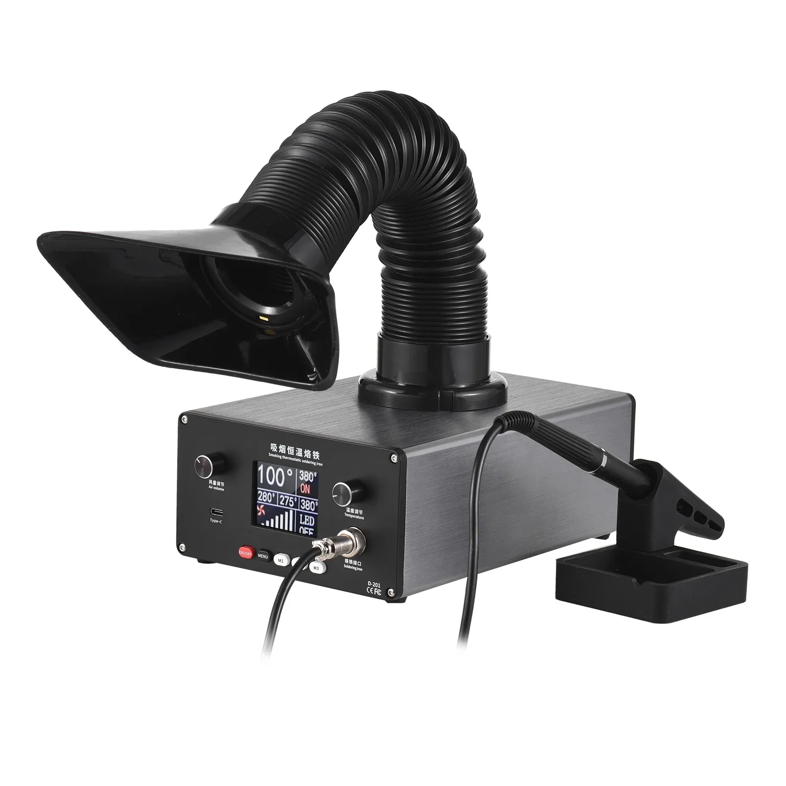 

150W Thermostatic Soldering Station Fume Extractor Filter Electric Digital Soldering Iron with 0-450℃ Quick Heating Telescopic