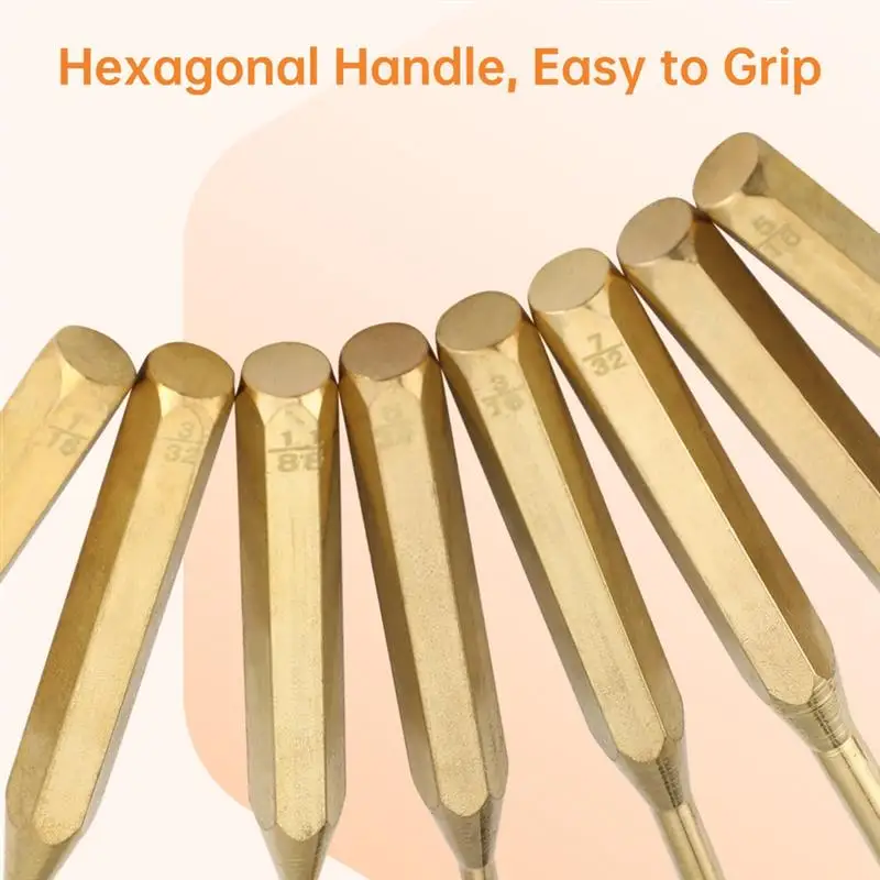 Brass Punch Set 8Pcs Non-Marring Professional Brass Drive Pin Punches Pin Punch Repair Tool Assorted Sizes For Gunsmithing