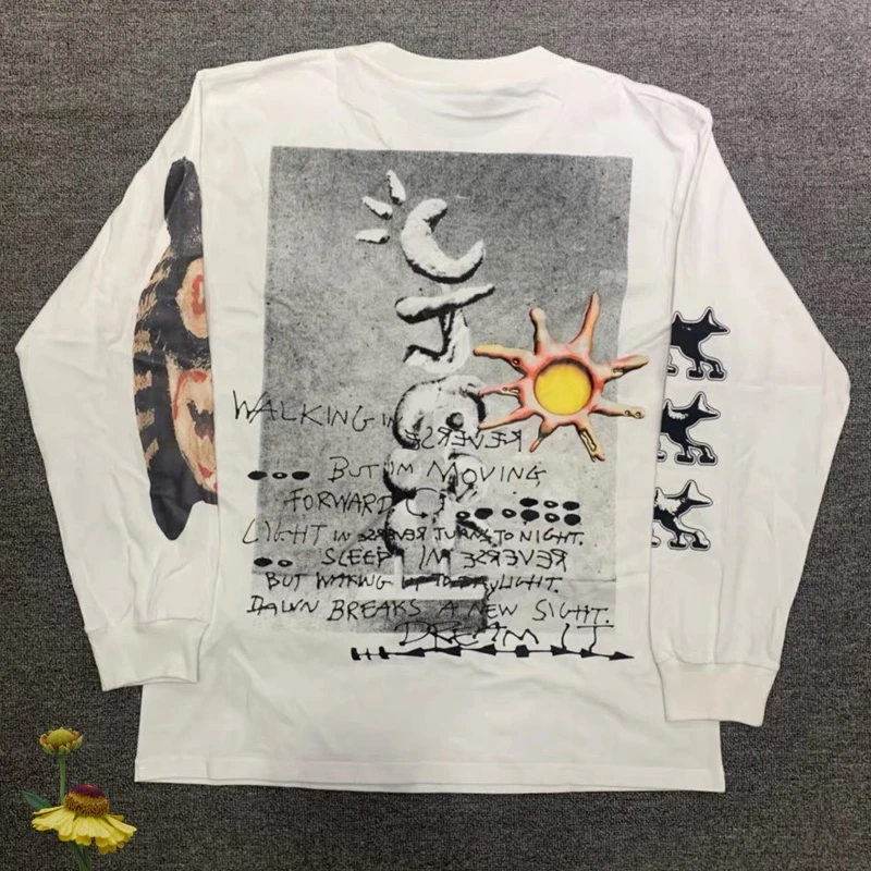 Uomo Donna Streetwear Cactus Jack T-Shirt Fun Doodle Print Manica Lunga Casual Allentato Cactus Jack Top T Shirt