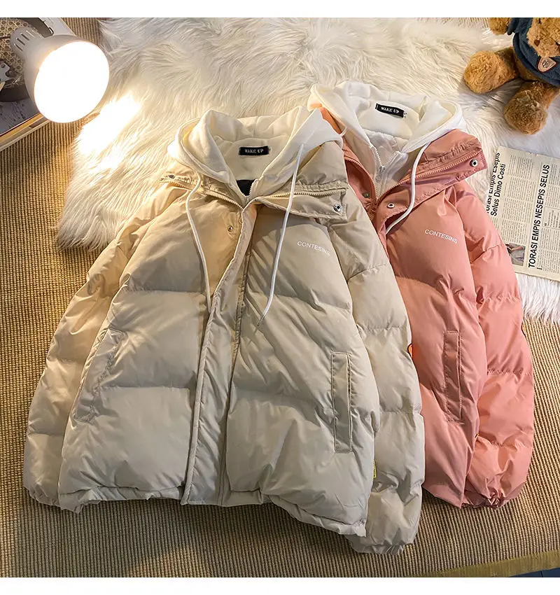 Winter leisure cotton clothes women Y2K multi-functional fake two pocket zipper down jacket thick coat Korean version winter new