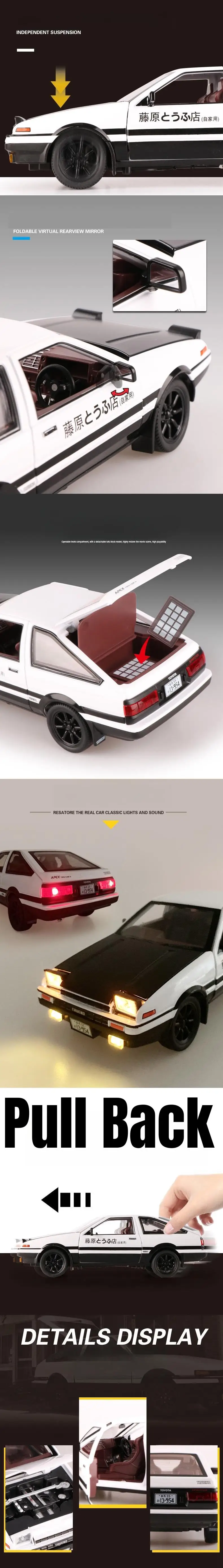 1:28 Initial D Ae86 Alloy Car Model Diecasts &Amp; Toy Vehicles With Sound Light Pull Back Car Collection Kids Toys Gift 11 1:28 Initial D Ae86 Alloy Car Model Diecasts &Amp; Toy Vehicles With Sound Light Pull Back Car Collection Kids Toys Gift