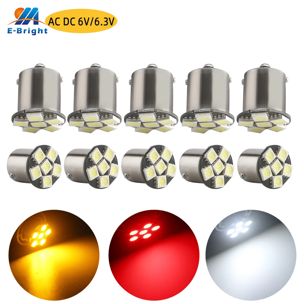2 Ampoules LED Clignotantes 1156 BA15S P21W 6V Jaune Pour Moto – 8 LED 5050, 160LM – Kit De 2 Pièces