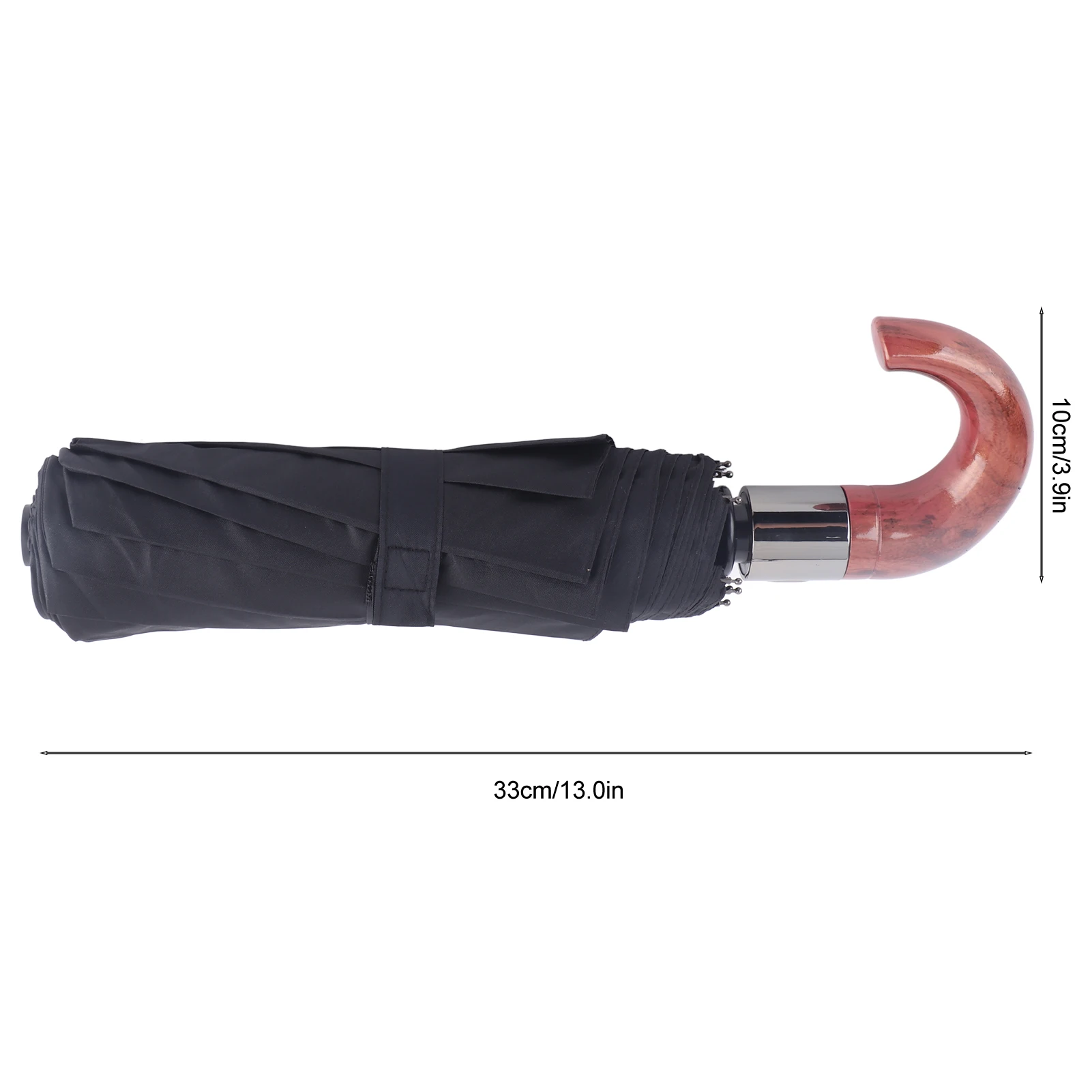 Folding Umbrella 10 Bone UV Protection Auto Open Auto Close Windproof Umbrella with Curved Wooden Handle for Men Women