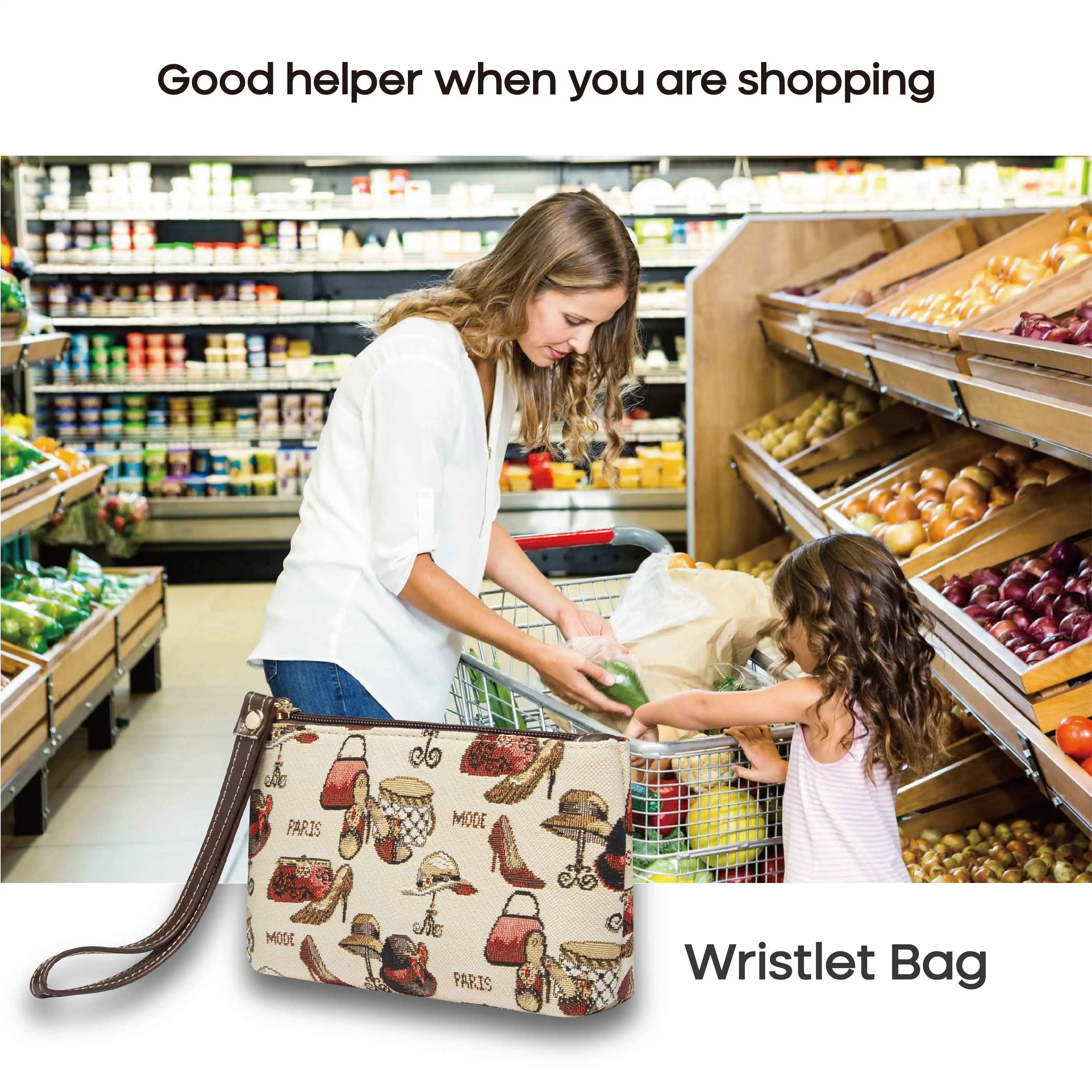SAJA Wristlets Wrist Bag Coin Purses Women's Wallet Tapestry Bag Pouch Shoes & Hat Lipstick Credit Cards Cash Holder For Girl