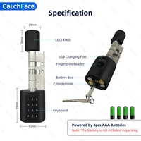Catchfcae New Adjustable Replacement TTLock APP Fingerprint FRID Card Password Cylinder Electronic Smart Door Lock Digital - Image 5