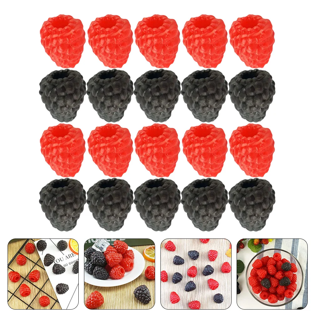 

20 Pcs Plant Decor Simulation Raspberry Fake Kids Fruit Toy Desktop Cupboard Cabinet Photo Props PVC Child