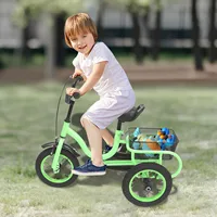 Tricycle à 3 roues de 12 pouces pour enfants, vélos pour garçons/filles, tricycle à une vitesse, vélo orange/vert clair, vélo à 3 roues, cadeau pour enfants 6