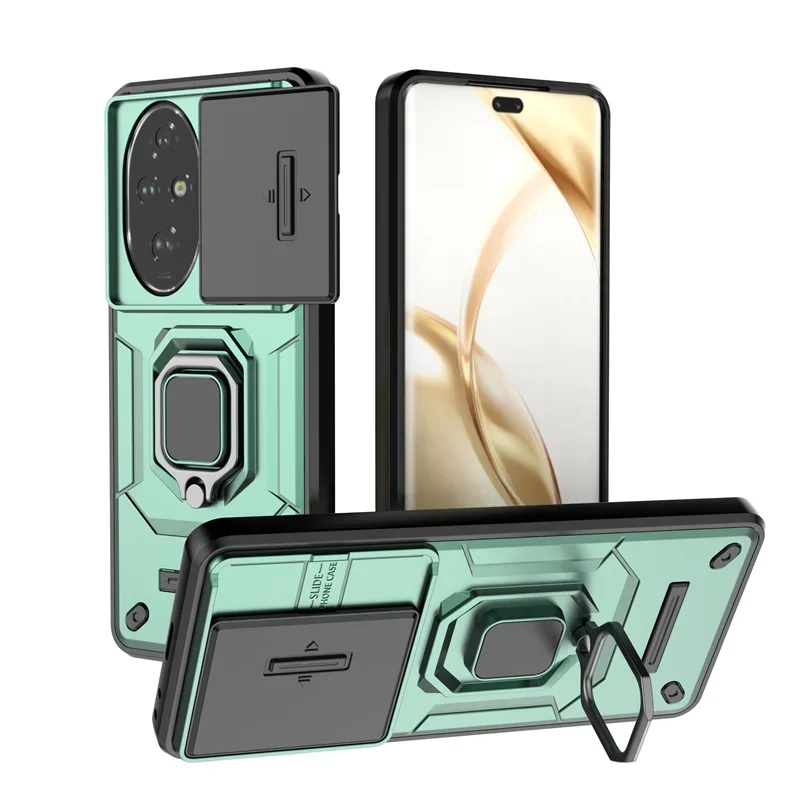 Slide Camera Protect Shockproof Armor Case with Magnetic Ring Holder - Fits Huawei Honor 200 Pro