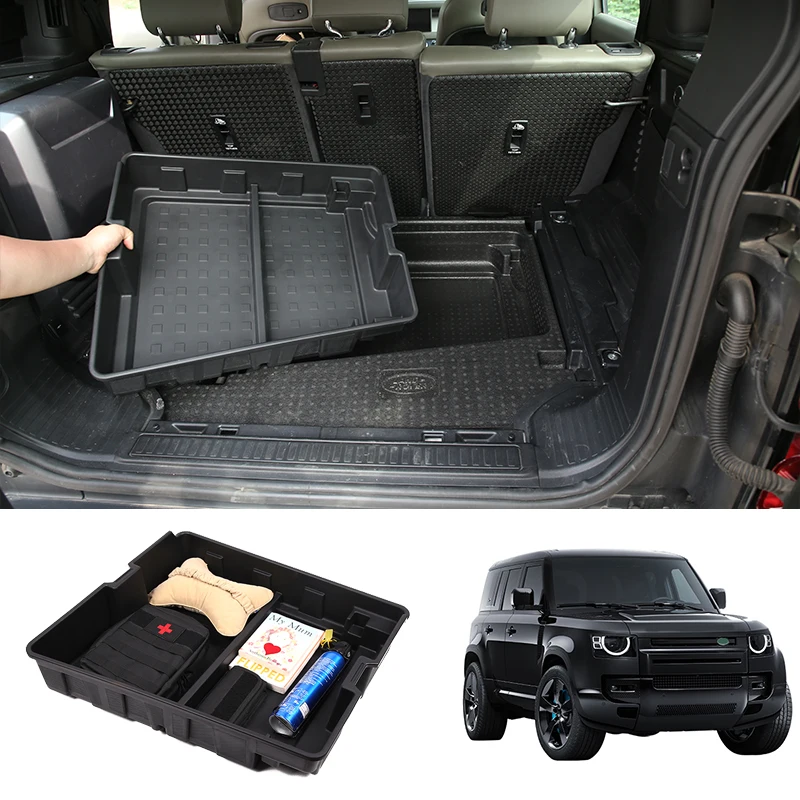 

ABS Black Car Trunk Large Capacity Storage Bottom Multifunctional Storage Box for Land Rover Defender 110 2020-2024 Accessories