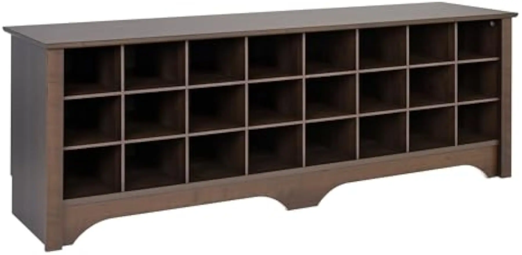 

Prepac 24 Pair Shoe Storage Cubby Bench, Espresso