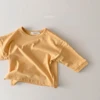 New Spring Autumn Baby T-Shirts Infant Baby Girls Boys Solid Color Base T Shirt Kids Cotton   Tops Round Neck  Toddler Clothes 4