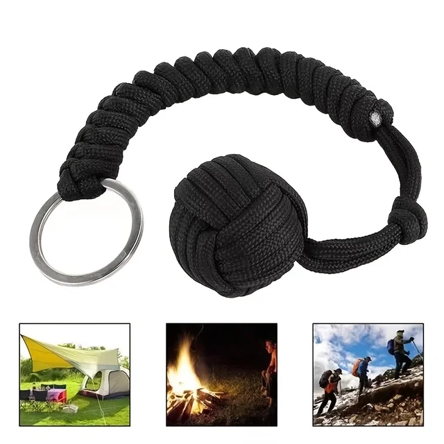 Paracord wrapped Key Chain with Self-Defense Steel Ball 5