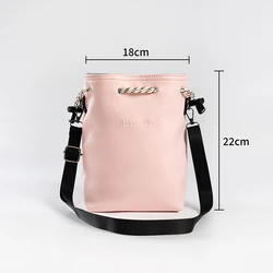 Compact Waterproof Leather Camera Bag with Shoulder Strap for Photography Essentials (Pink M)