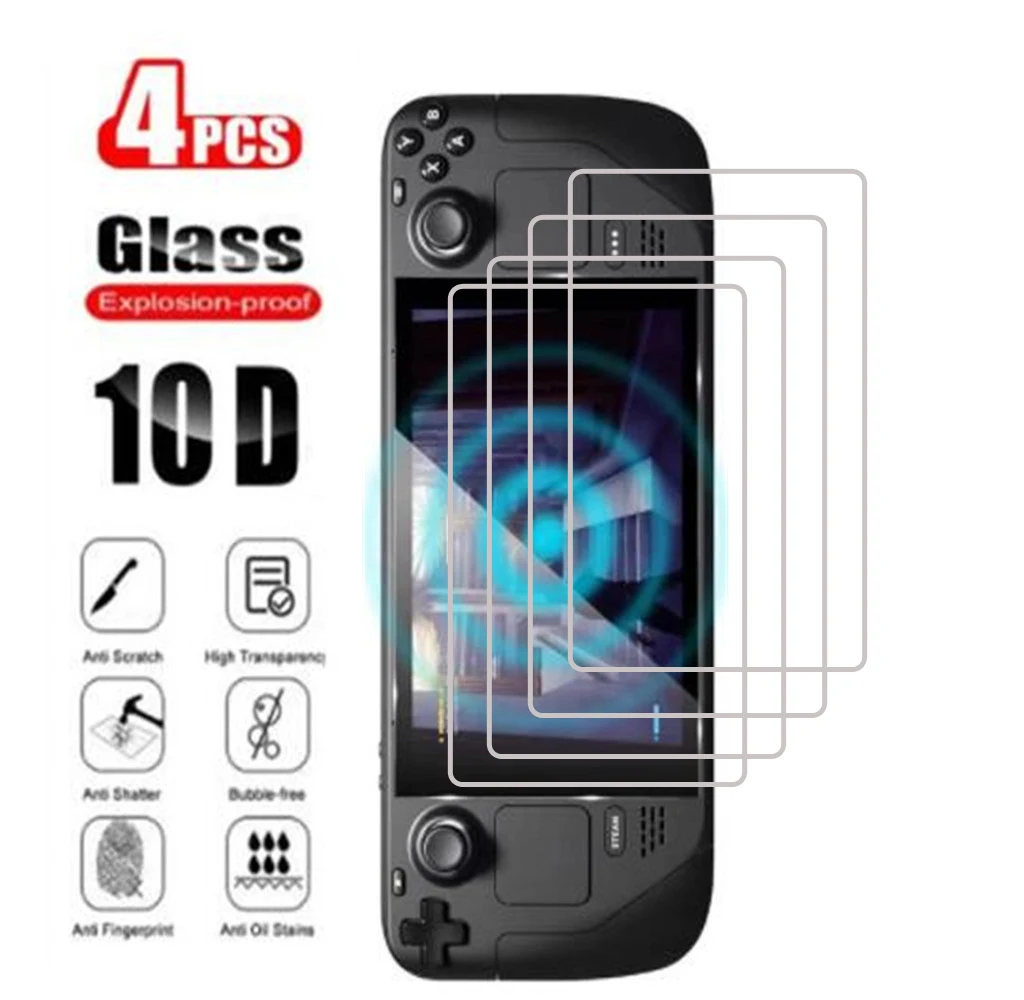 4Pcs Tempered Glass For Valve Steam Deck Game Console 9H Film For Steam Deck Screen Accessories Anti-Scratch 0.26Mm Glass