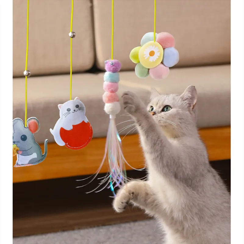 Juguete Interactivo Para Gatos Con Sensor De Movimiento - Se Levanta Y Balancea Automáticamente, Incluye Peluches Y Campanas, Recargable Por USB-C