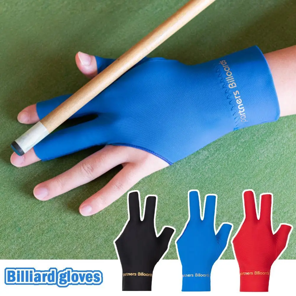 Billiards Glove Left Hand Three Finger Snooker Billiard Glove Non Slip Stickers Elasticity Billiard Training Gloves Accessories