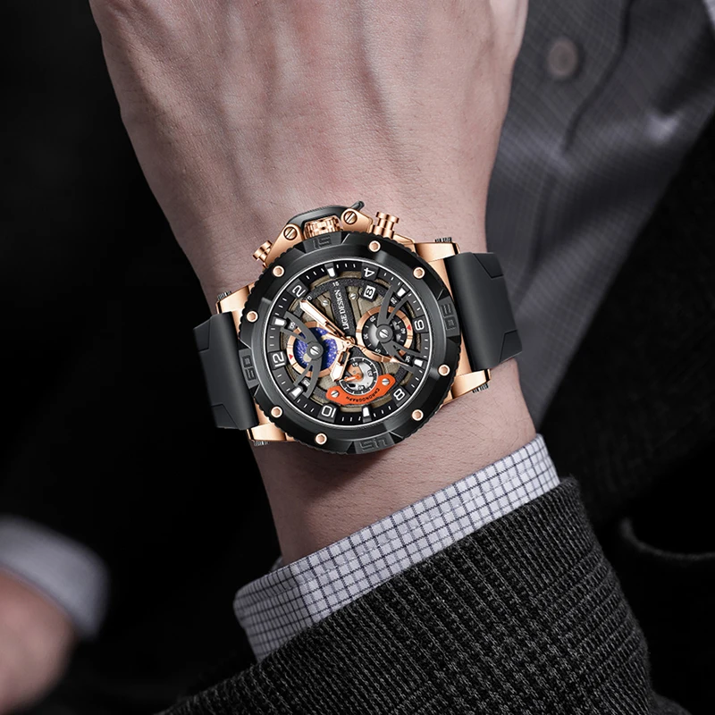 LIGE New Fashion Military Watches For Men Top Brand Luxury Sports Chronograph Watch Waterproof Quartz Wristwatch Montre Homme