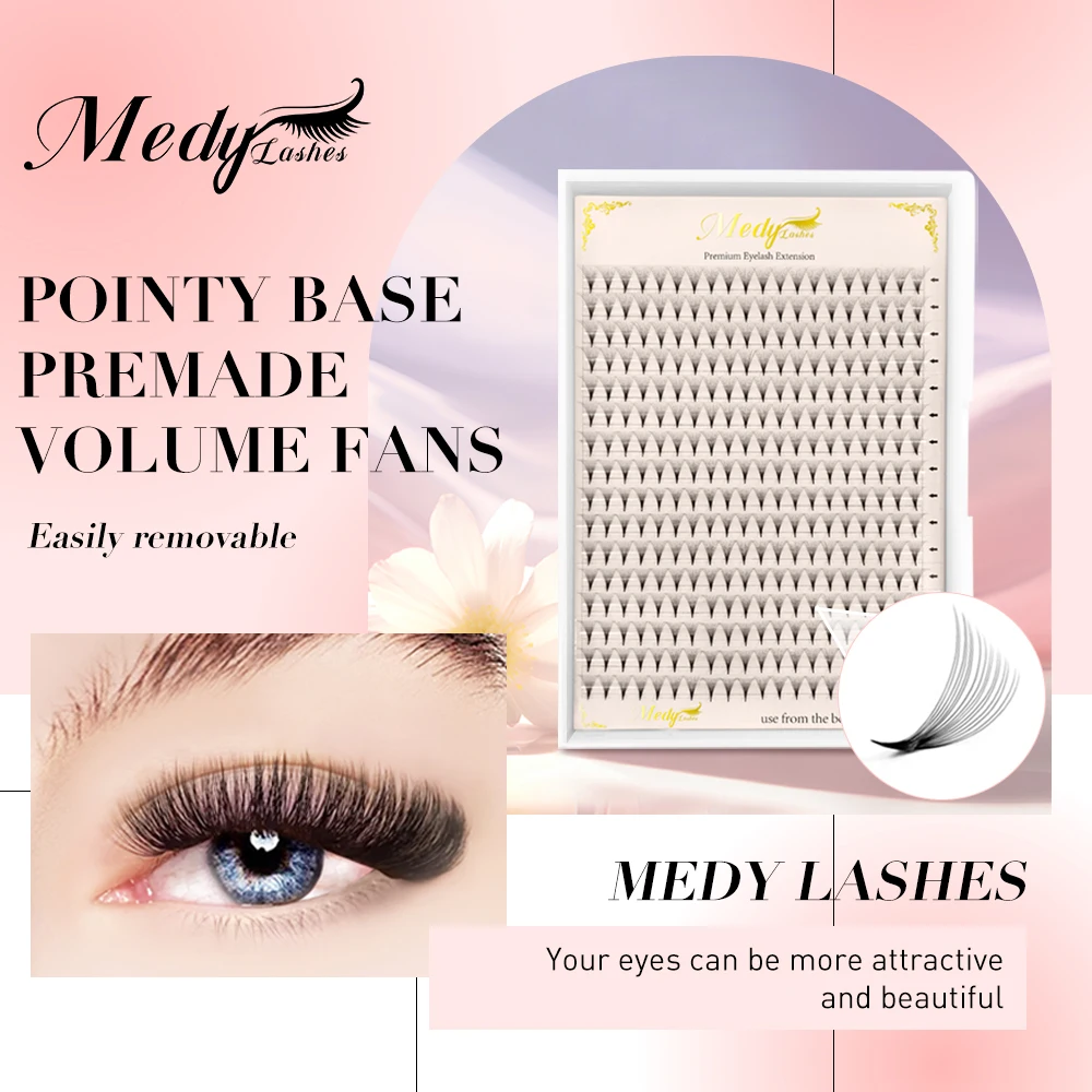 

Medy Lashes 320 Fans Pointy Base Premade Volume Fans 5D 10D Soft Black Matte Eyelashes Large Capacity Individual Lash Extension