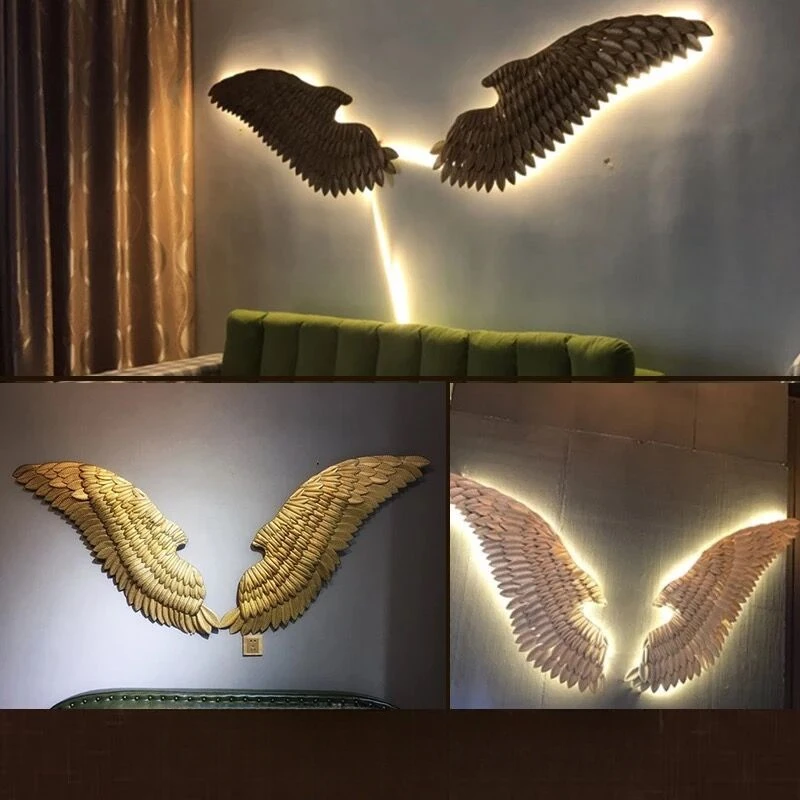 

Large Metal Angel Wings with LED Lights Vintage Ancient Iron Retro Wings Wall Decoration Bar Cafe Wall Home Decor Accessories