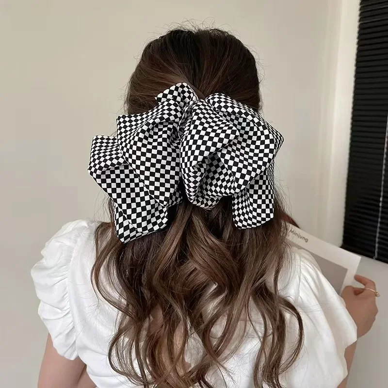 Elegant Spring Plaid Bow Hair Pin - Large Size Hair Accessory